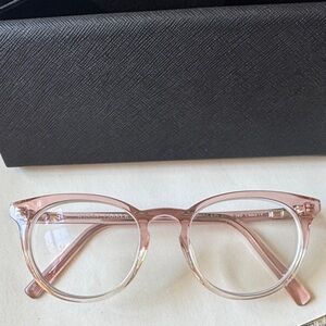 Warby Parker “Sadie” Rose Clear Frame Glasses